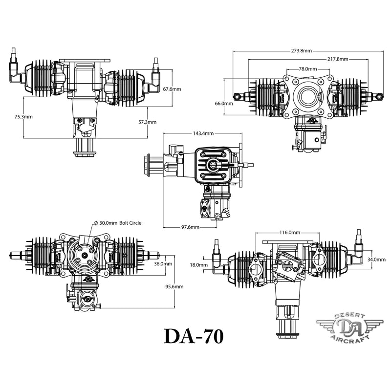 Desert Aircraft DA-70 Boxer Engine with Electronic Ignition