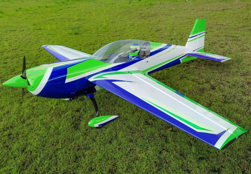 Extreme Flight - Extra 300 125" V4, Green/White/Blue ARF Kit (4 Cylinder Version)