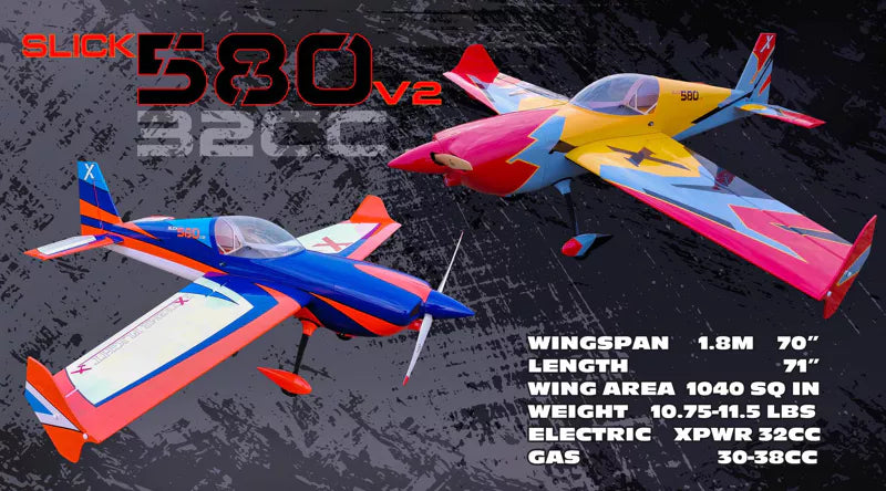 Extreme Flight - Slick 580 EXP 70" V2, White/Blue/Orange ARF Kit